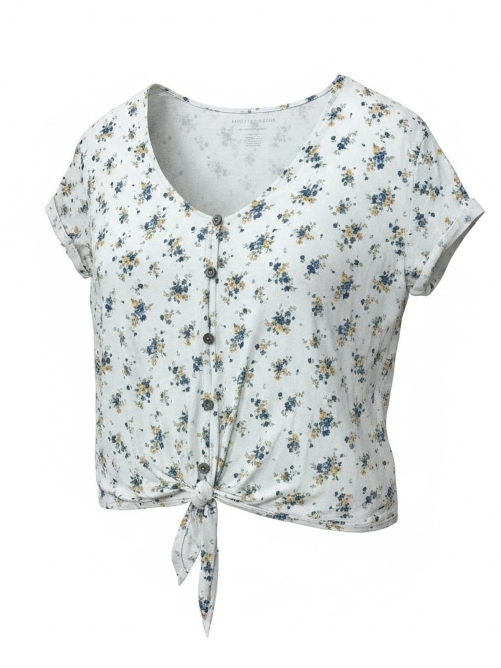 American Eagle Floral Tie-Front Soft & Sexy Top